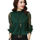 Blus Blouse Wanita Model Korea Terbaru Lengan Panjang Ruffle Collar - Cantik Menawan