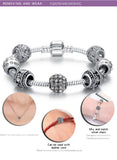 Gelang Wanita Perak Crystal Bead Charm - Cantik Menawan