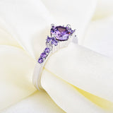 Cincin Cantik Round Zircon Purple Crystal Titanium Steel - Cantik Menawan