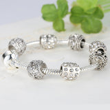 Gelang Wanita Perak Crystal Bead Charm - Cantik Menawan