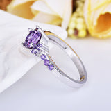 Cincin Cantik Round Zircon Purple Crystal Titanium Steel - Cantik Menawan