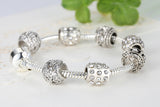 Gelang Wanita Perak Crystal Bead Charm - Cantik Menawan