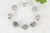 Gelang Wanita Perak Crystal Bead Charm - Cantik Menawan