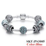 Gelang Wanita Perak Crystal Bead Charm - Cantik Menawan